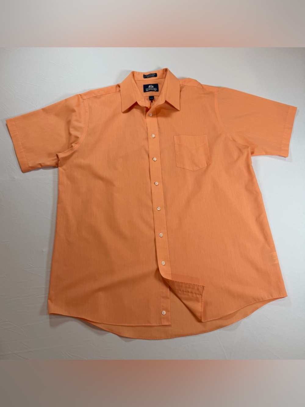 Stafford Men’s Short Sleeve Button-Down Shirt in Orange Size‎ 17 1/2
